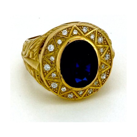 Anillo piedra azul de oro 18k talla 20
